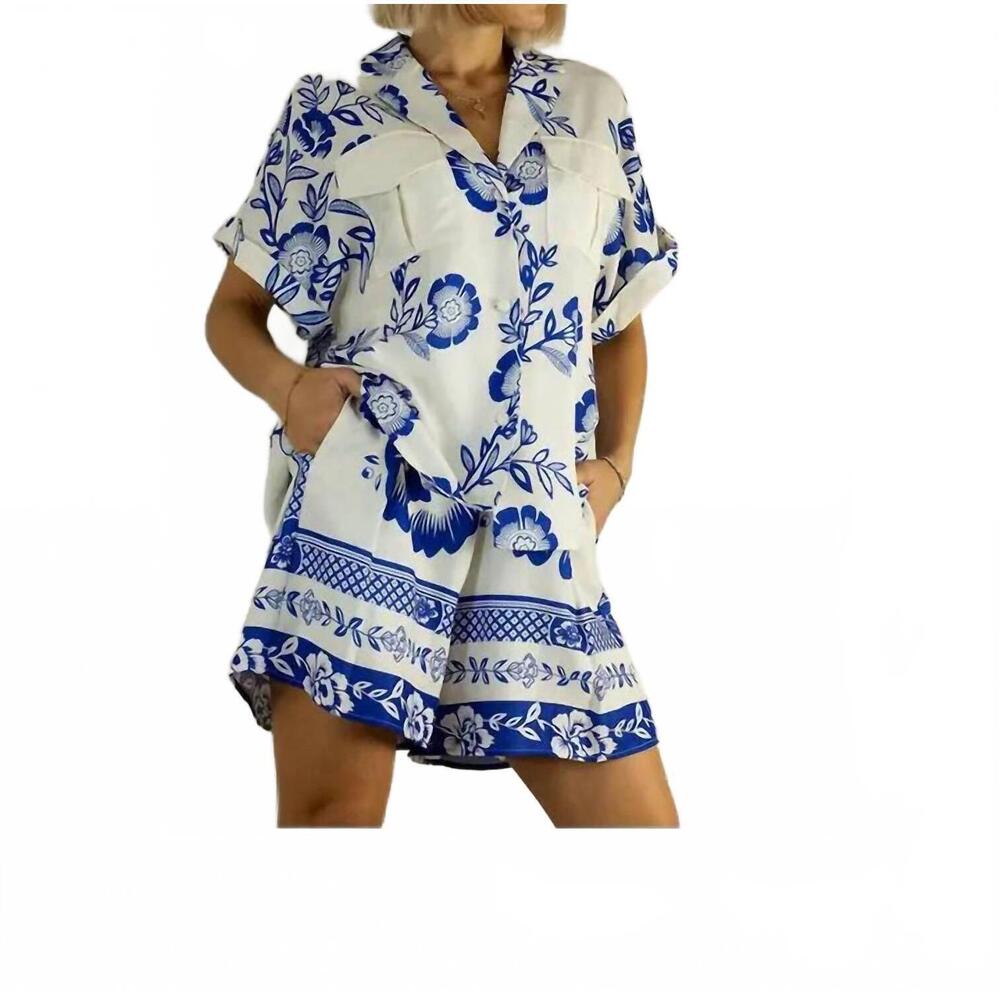 NEW MULLA mia pocket top in blue/white